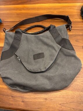 Classic Fashion Heavy Diuty Jean Material Gray Crossbody Top Handle Travel Bag